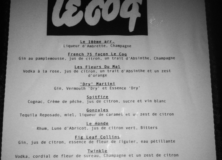 Le Coq _ Bar à cocktails Paris